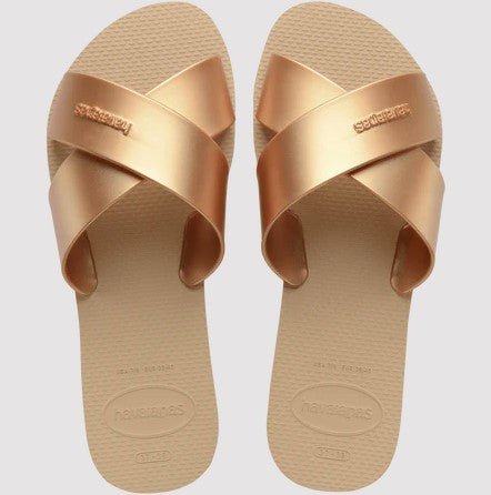 Aqua Metallic Sandal - Golden