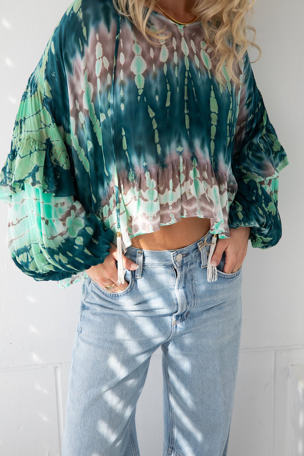Aster Top - Teal Aurora Wash