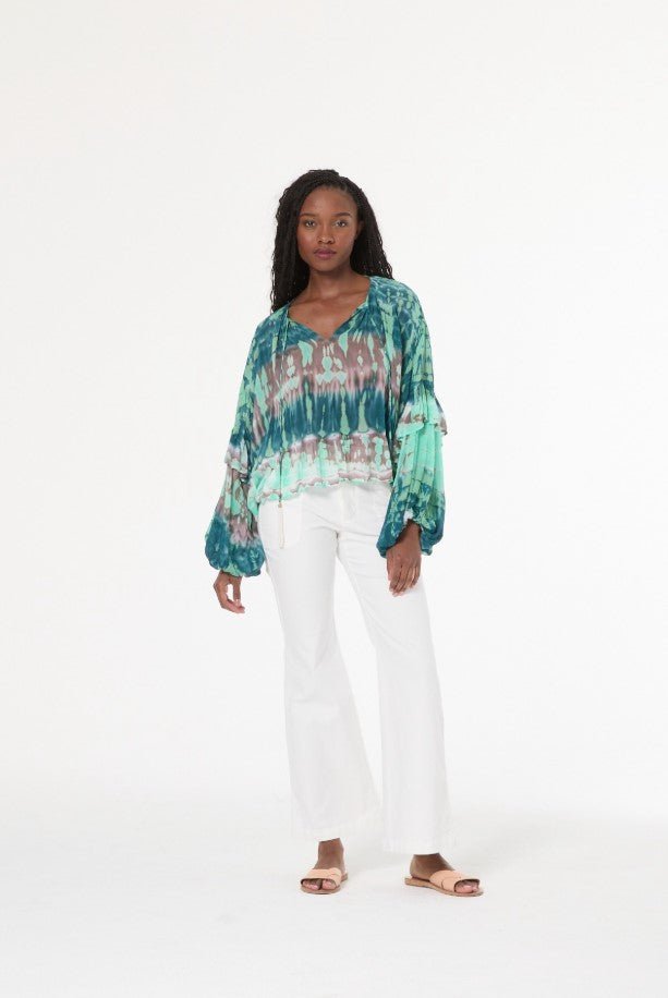 Aster Top - Teal Aurora Wash