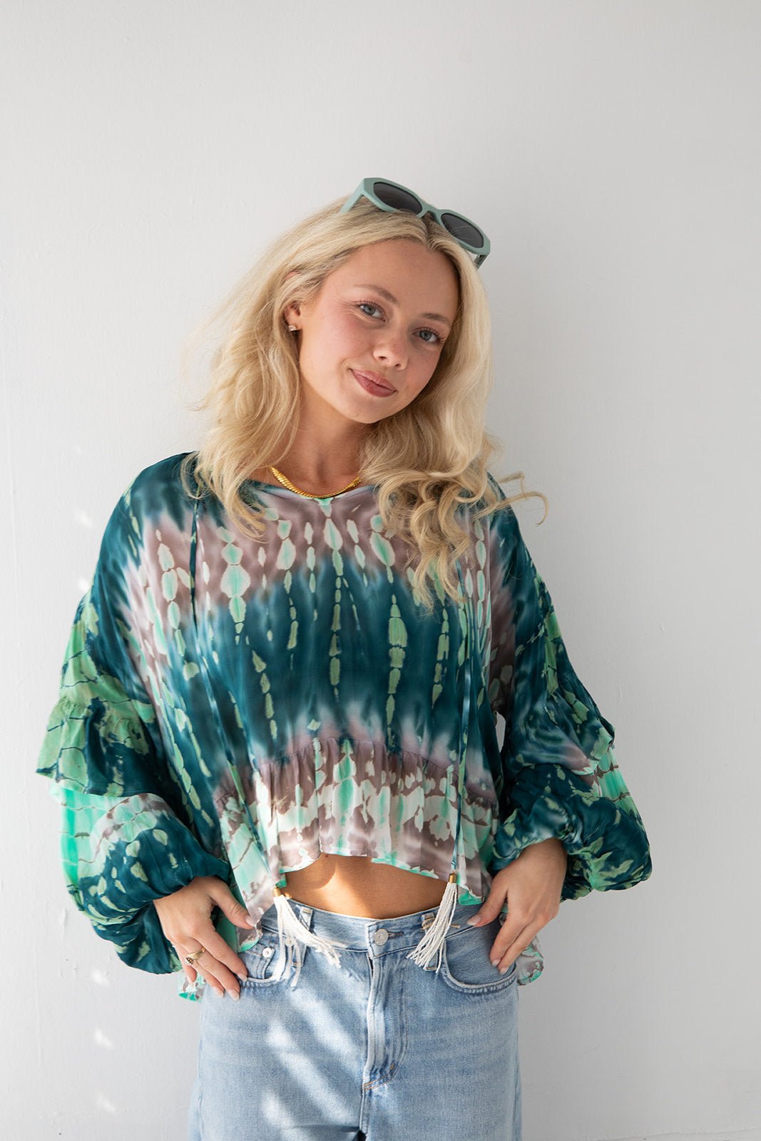 Aster Top - Teal Aurora Wash