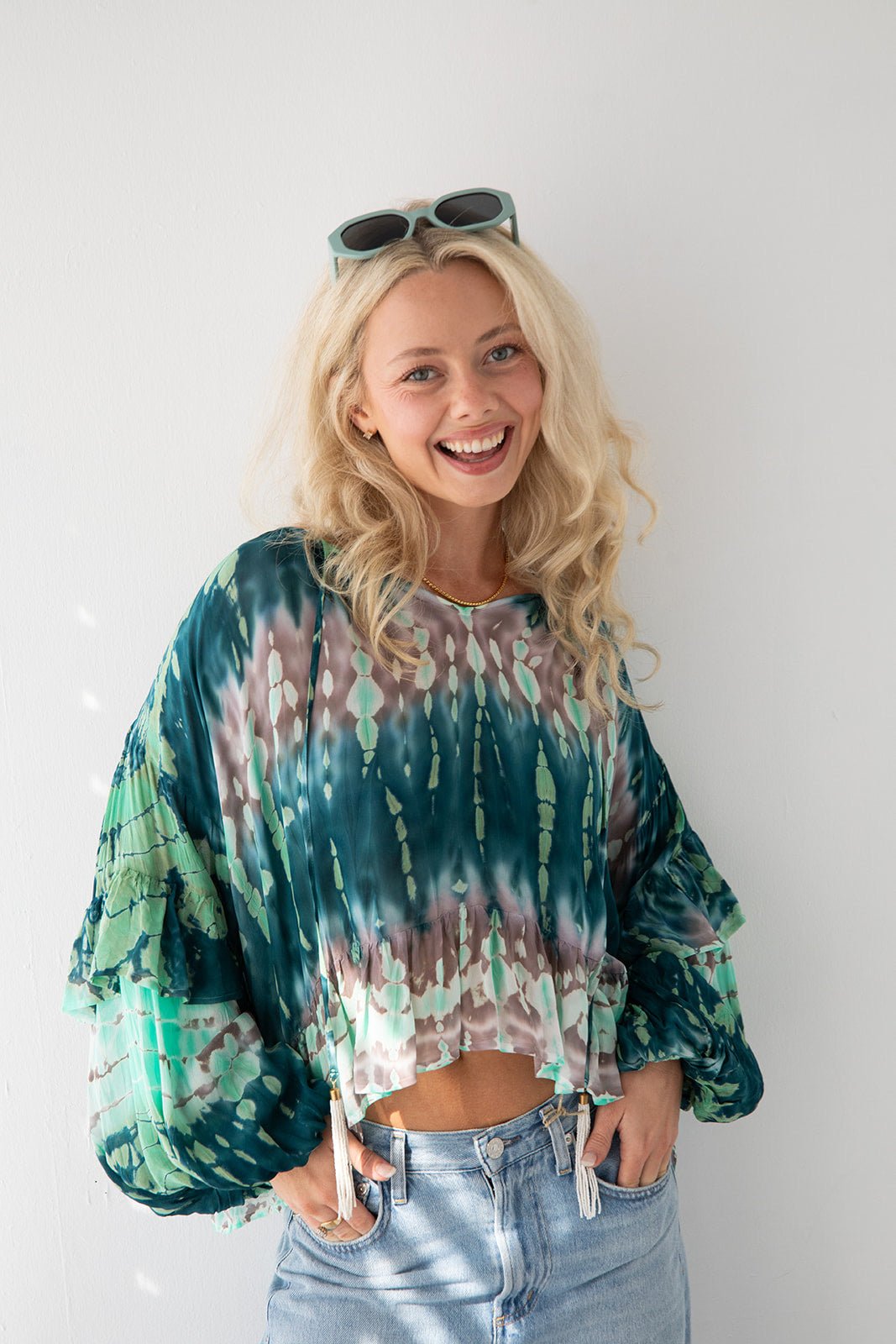 Aster Top - Teal Aurora Wash