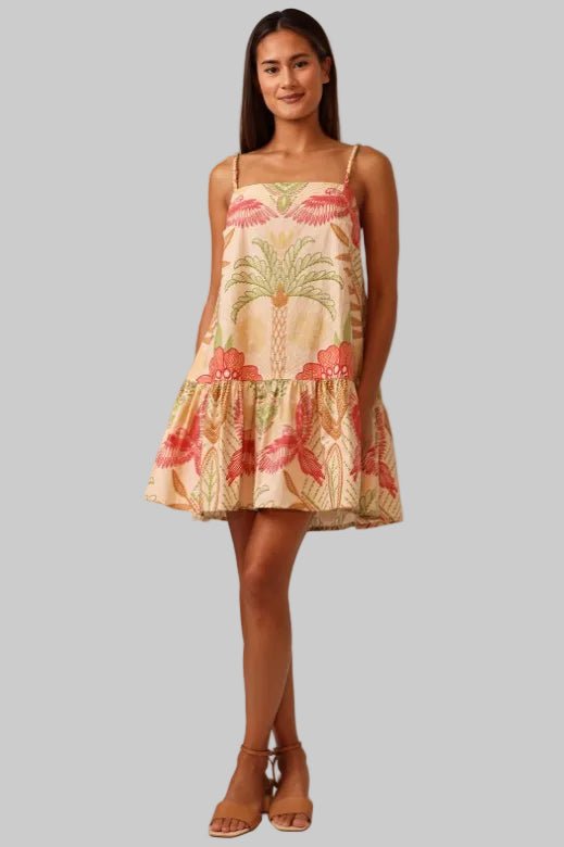 Scarlett Mini Dress - Stitchwork Hibiscus