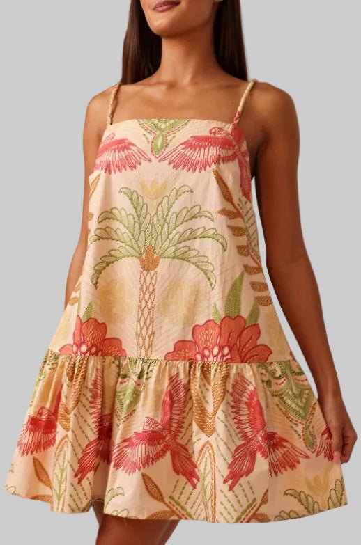 Scarlett Mini Dress - Stitchwork Hibiscus