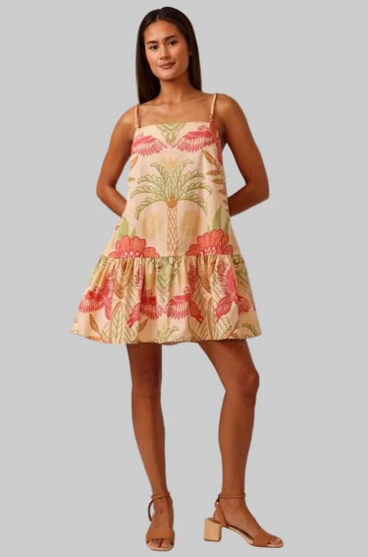 Scarlett Mini Dress - Stitchwork Hibiscus